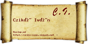 Czikó Iván névjegykártya